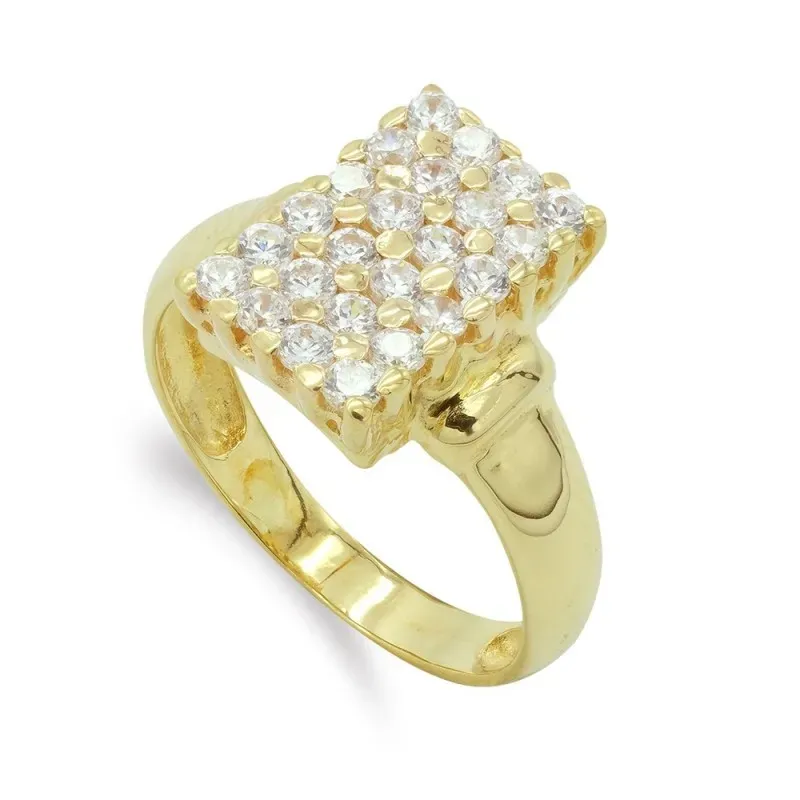Sortija oro 18k mujer cabeza rectangular vertical circonitas combinad