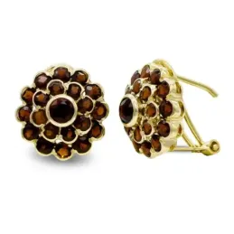 Pendientes oro 18k mujer redondos chatón circonitas color omega