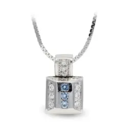 Gargantilla oro blanco 18k mujer lisa circonitas combinadas