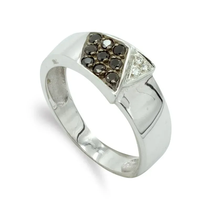 Sortija oro blanco 18k mujer lisa circonitas centro color variadas