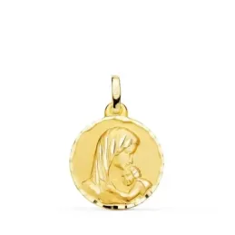 Madre Amor Maternal Medalla oro 18k mujer 18 mm. tallada