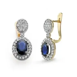Pendientes oro bicolor 9k mujer rubí centro circonitas