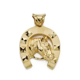Colgante oro 18k hombre 36 mm. herradura cabeza caballo centro