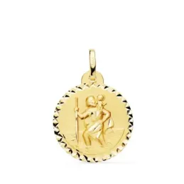 San Cristóbal medalla oro 18k unisex 20 mm. talla cruzada