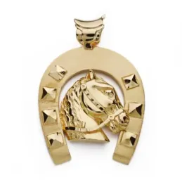 Colgante oro 18k hombre 44 mm. herradura cabeza caballo centro detall