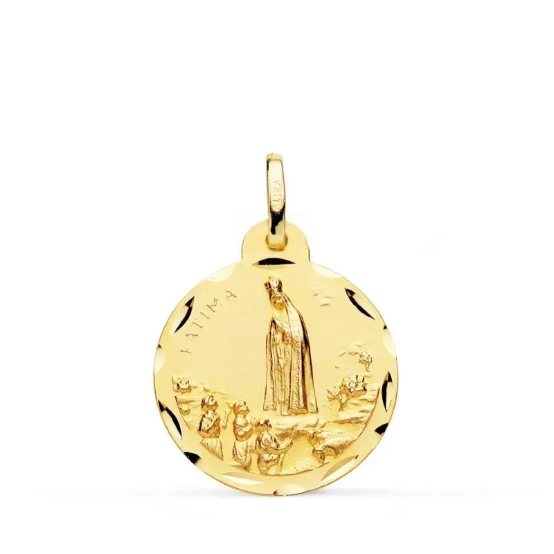 Virgen de Fátima medalla oro 18k unisex 20 mm. tallada