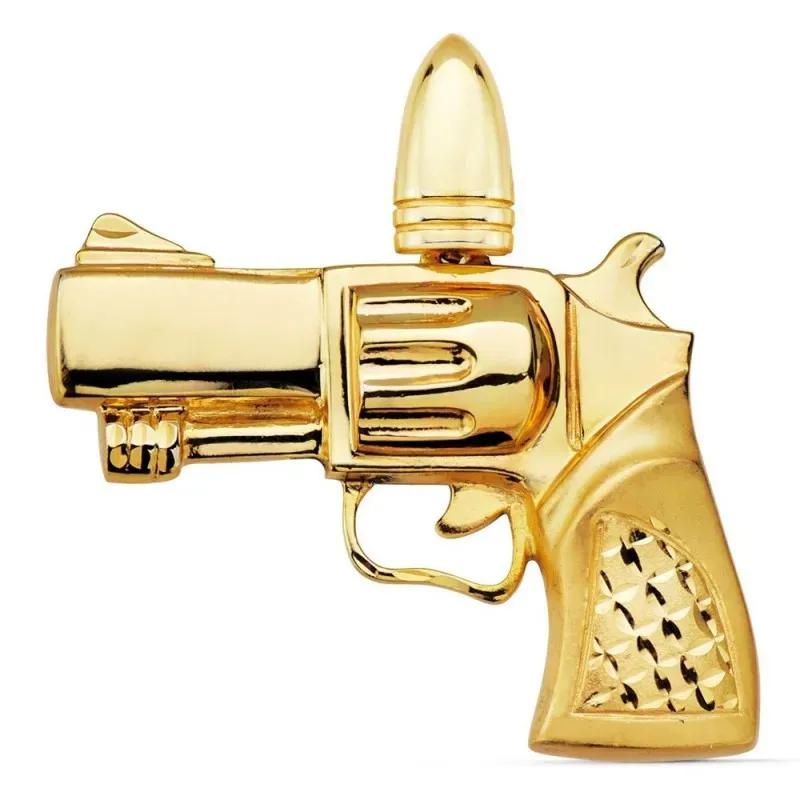 Colgante oro 18k hombre 55 mm. pistola bala parte superior