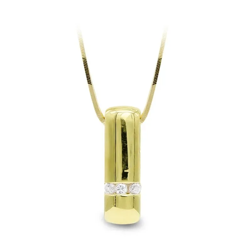 Gargantilla oro 18k mujer cola ratón colgante vertical liso circonita
