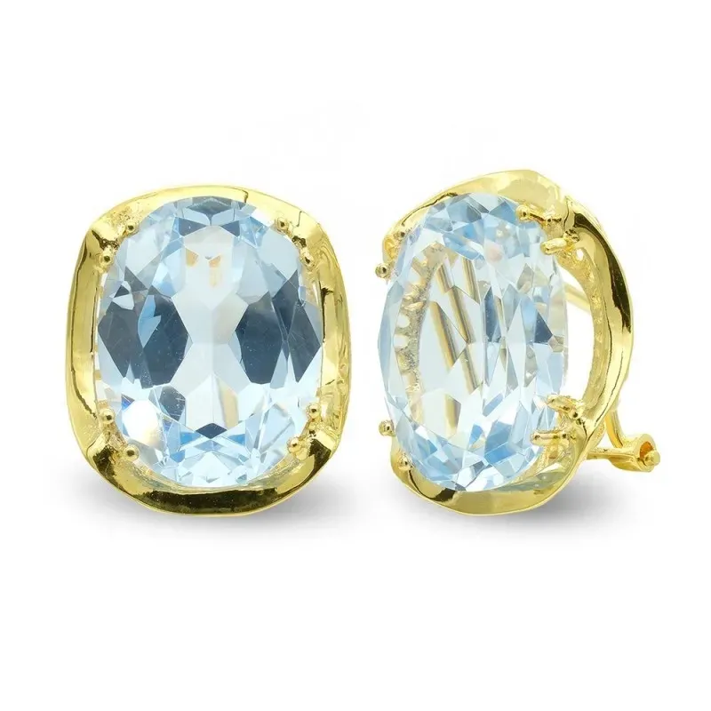 Pendientes oro 18k mujer piedra ovalada omega