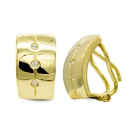 Pendientes oro 18k mujer lisa circonitas vertical omega