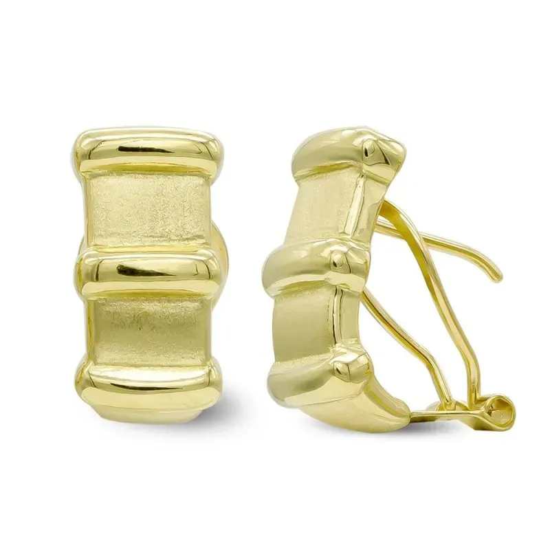 Pendientes oro 18k mujer verticales lisos formas mate brillo omega