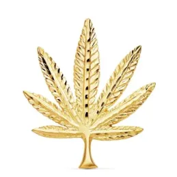 Colgante oro 18k hombre 44 mm. hoja marihuana detalles