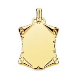 Pergamino oro 18k colgante unisex 24 mm. liso brillo papiro