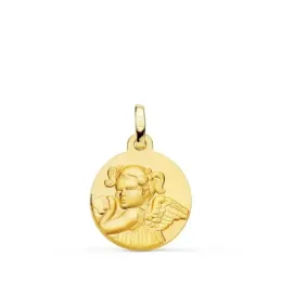 Medalla oro 18k  Ángel Niña Revoltosa 16 mm. mate