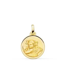 Ángel Niña Revoltosa medalla oro 18k unisex 16 mm. bisel liso