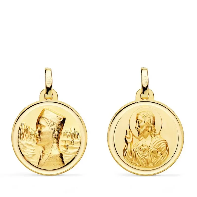 Medalla escapulario oro 18k unisex 18 mm. Virgen de Montserrat Corazó
