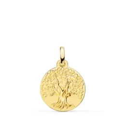 Medalla colgante oro 18k árbol de la vida 16 mm. matizada