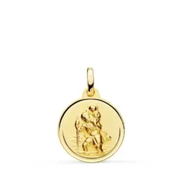 San Cristóbal medalla oro 18k centro 16 mm. bisel liso