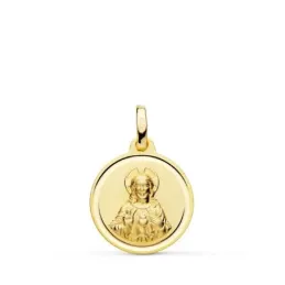 Corazón de Jesús medalla oro 18k lisa 14 mm. bisel