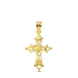 Cruz colgante oro 18k mujer 30 mm. filigrana bordes tallados