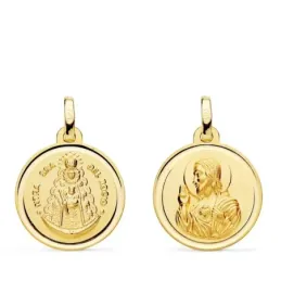 Medalla escapulario oro 18k unisex 18 mm. Virgen del Rocío Corazón de