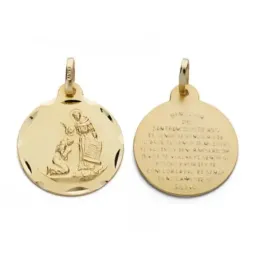 Bendición San Francisco medalla oro 18k unisex 16 mm. detalles bisel