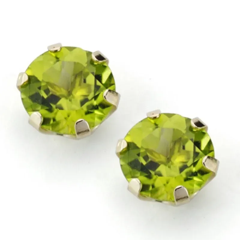Pendientes oro 9k mujer olivina natural 8 mm. garras