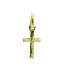 Cruz colgante oro 18k mujer 16 mm. tallada