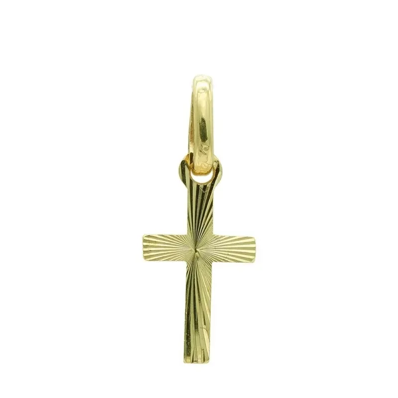 Cruz colgante oro 18k mujer 16 mm. tallada