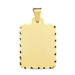 Colgante oro 9k chapa 28 mm. rectangular bordes tallados mate