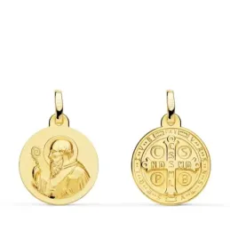 San Benito medalla oro 18k redonda 16 mm.