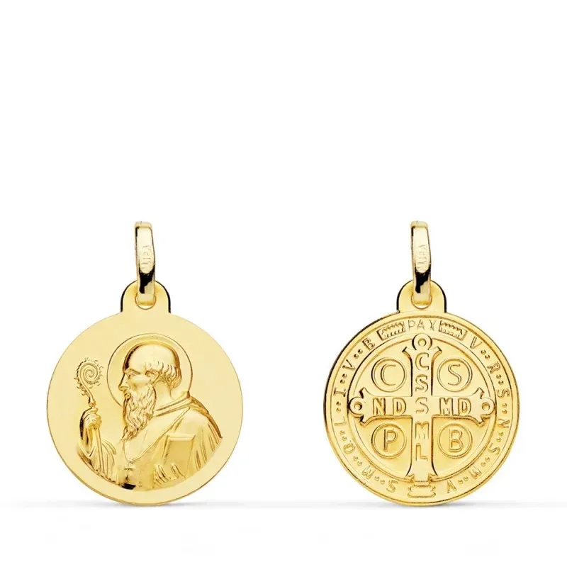 San Benito medalla oro 18k redonda 16 mm.