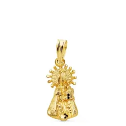 Virgen de los Desamparados colgante oro 18k medalla silueta 17 mm. re