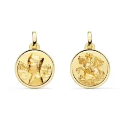 Medalla escapulario 18k unisex 16 mm. Virgen de Montserrat San Jorge