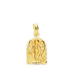 Ángel de la Guarda medalla oro 18k capilla 18 mm. borde tallado