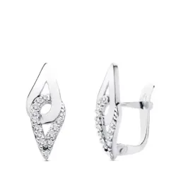 Pendientes oro blanco 9k mujer 17 mm. formas enlazadas circonitas com