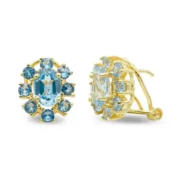 Pendientes oro 18k mujer aguamarina centro 7 mm. ovalada combinanada