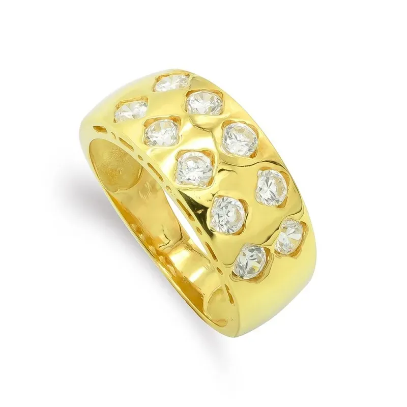 Sortija oro 18k mujer circonitas combinadas lisa