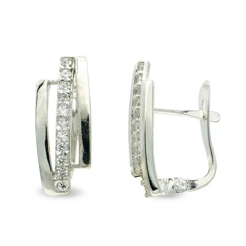 Pendientes oro blanco 9k mujer 15 mm. barras verticales combinadas ci