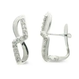 Pendientes oro blanco 9k mujer 16 mm. formas combinadas lisas circoni