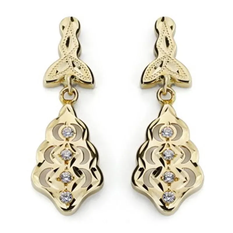 Pendientes oro 9k mujer largos 27 mm. cubanas circonitas