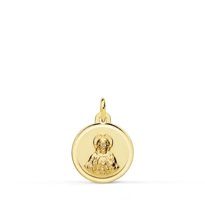 Corazón de Jesús medalla oro 18k unisex 12 mm. bisel