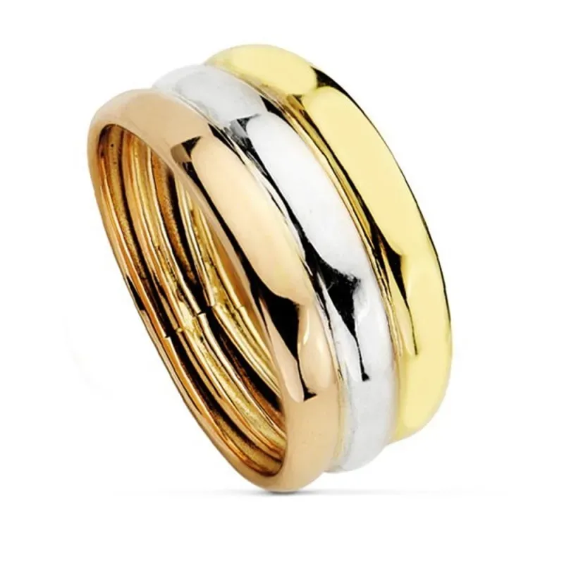 Alianza oro tricolor 9k unisex tres cuerpos