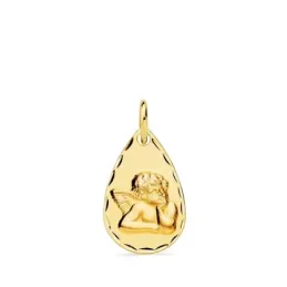 Ángel Burlón medalla oro 18k tallada 19 mm.