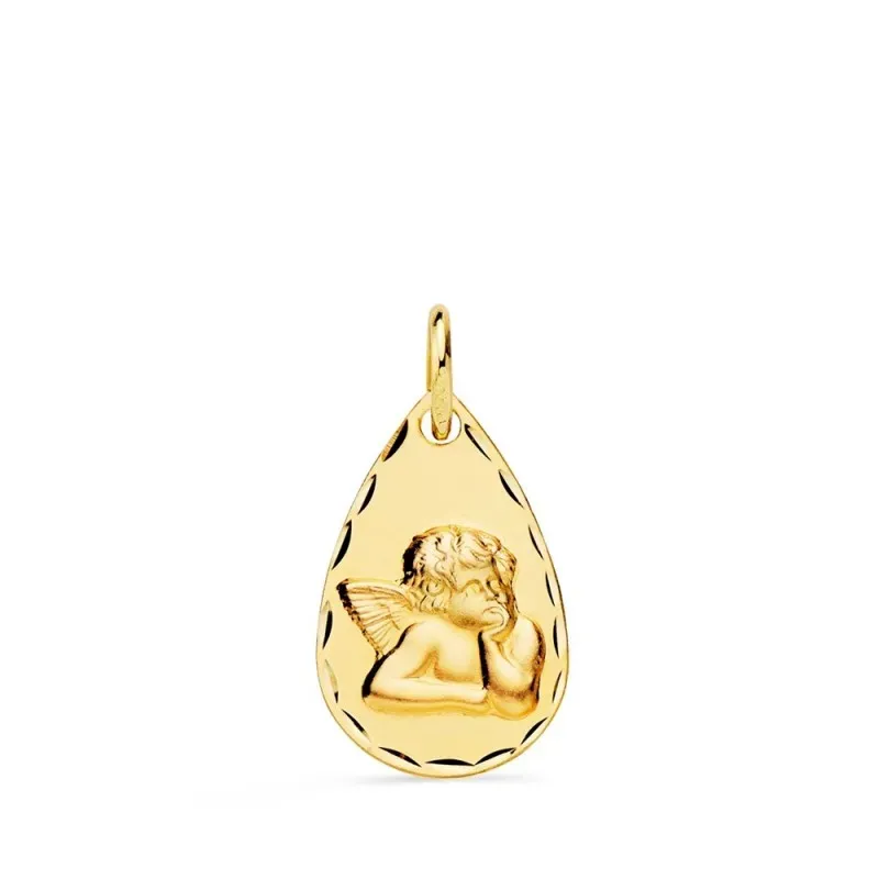 Ángel Burlón medalla oro 18k tallada 19 mm.