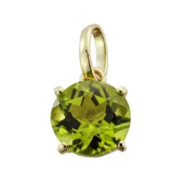 Colgante oro 9k mujer 8 mm. piedra olivina natural