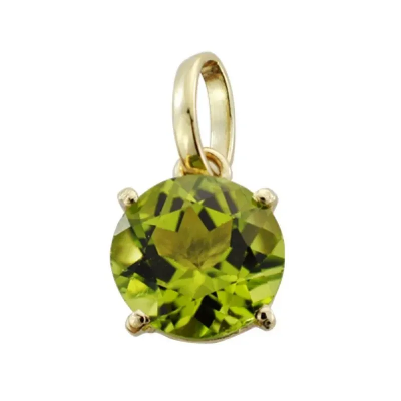 Colgante oro 9k mujer 8 mm. piedra olivina natural