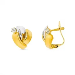 Pendientes oro bicolor 9k mujer 12 mm. circonita combinada bandas lis