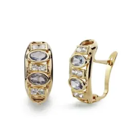 Pendientes oro 9k mujer verticales circonitas combinadas varias