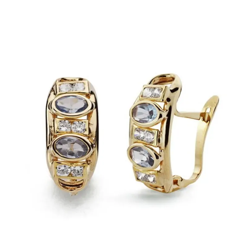 Pendientes oro 9k mujer verticales circonitas combinadas varias